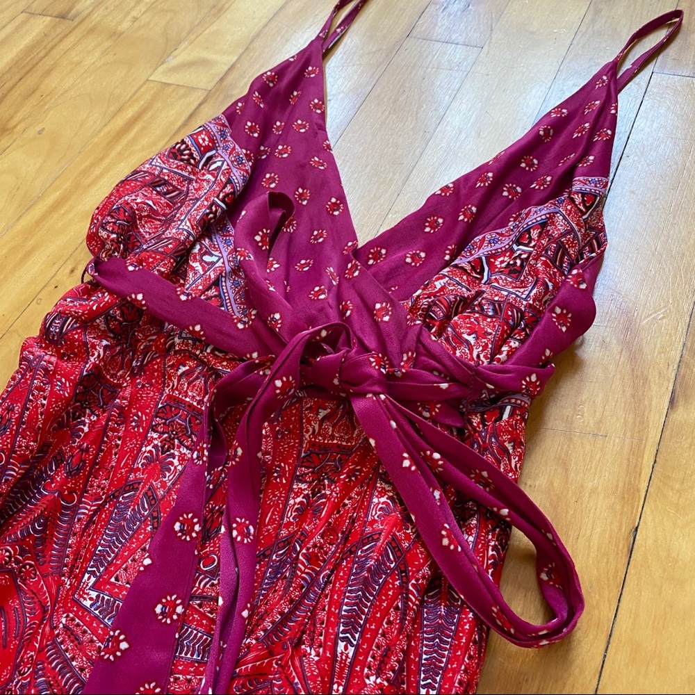 Free People cabbage multi jumpsuit romper red pink - Picture 3 of 7